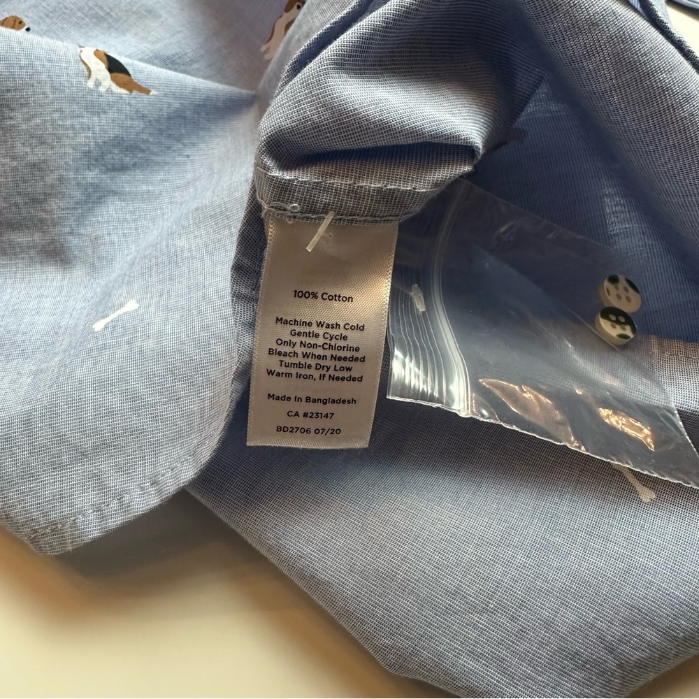 Talbots Light Blue Dog Print Button-Down Shirt | Cotton | Size L - Picture 9 of 10